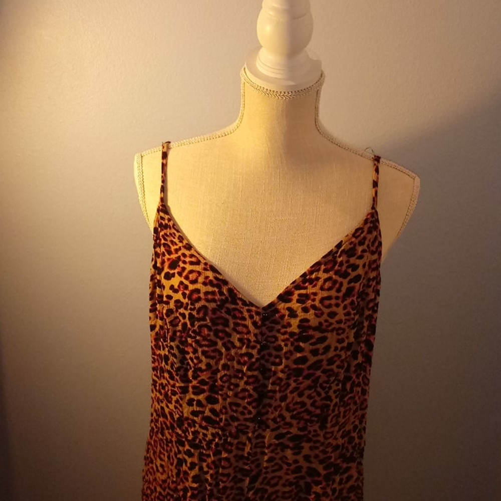 Leopard print thin strap jumpsuit